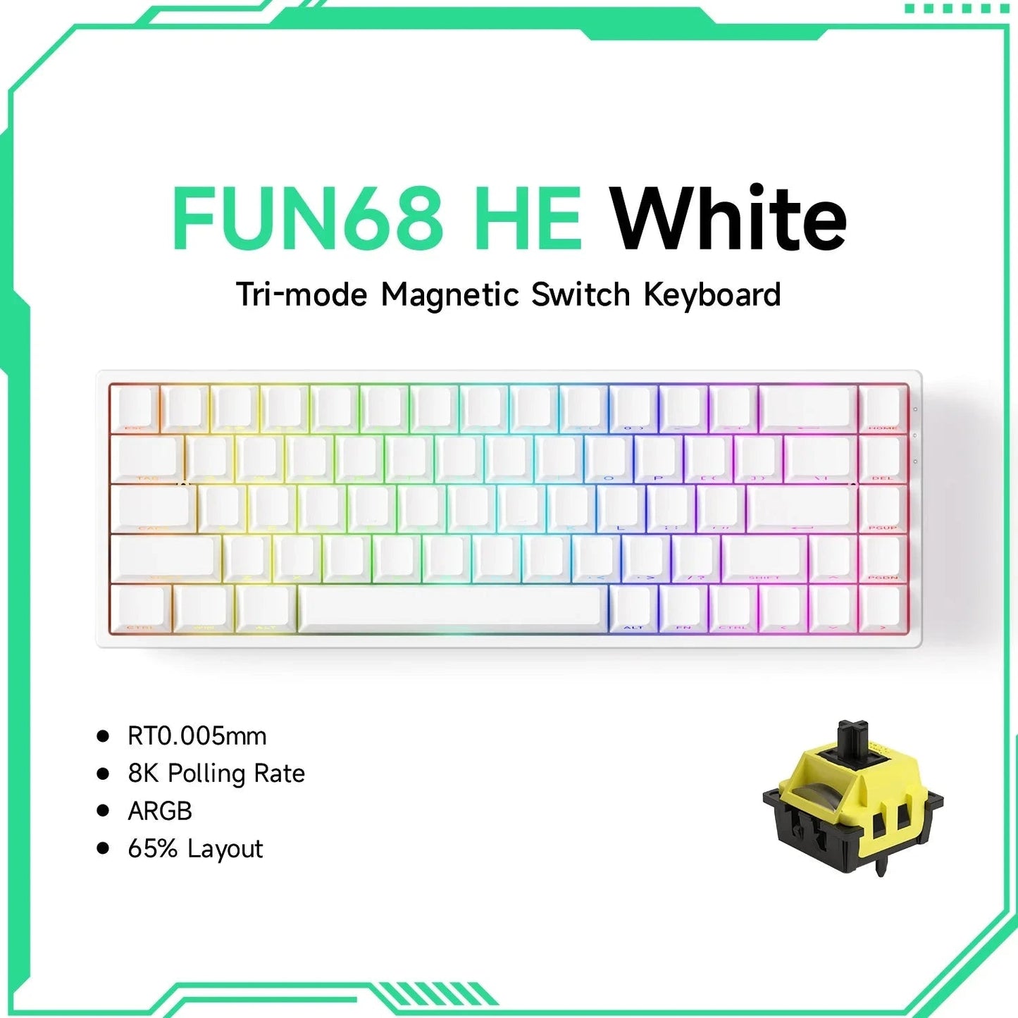 Nic's Electronics FUN68 Tri-mode 1 Akko MonsGeek FUN68 FUN60 PRO&MAX  HE Magnetic Keyboard 60% 65% Gaming Keyboards Rapid Trigger 8K Custom Keyboard Gamer Esports