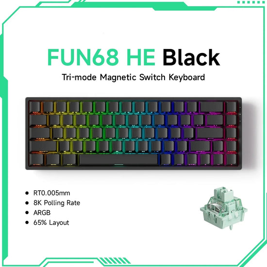 Nic's Electronics FUN68 Tri-mode 4 Akko MonsGeek FUN68 FUN60 PRO&MAX  HE Magnetic Keyboard 60% 65% Gaming Keyboards Rapid Trigger 8K Custom Keyboard Gamer Esports