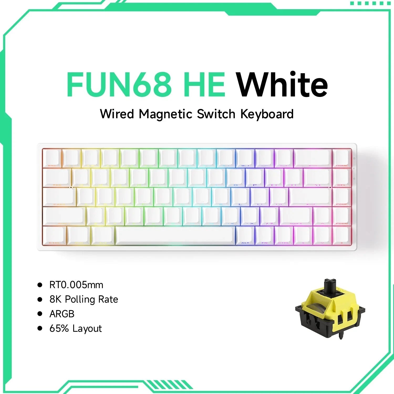 Nic's Electronics FUN68 Wired 1 Akko MonsGeek FUN68 FUN60 PRO&MAX  HE Magnetic Keyboard 60% 65% Gaming Keyboards Rapid Trigger 8K Custom Keyboard Gamer Esports