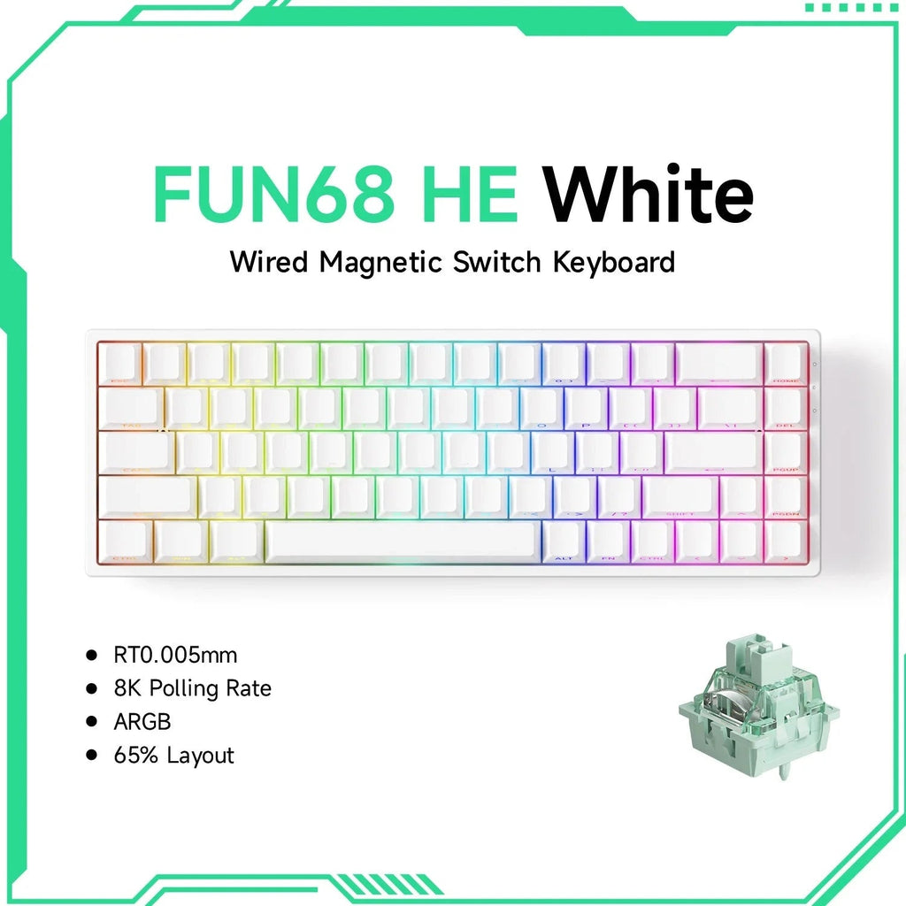 Nic's Electronics FUN68 Wired 2 Akko MonsGeek FUN68 FUN60 PRO&MAX  HE Magnetic Keyboard 60% 65% Gaming Keyboards Rapid Trigger 8K Custom Keyboard Gamer Esports