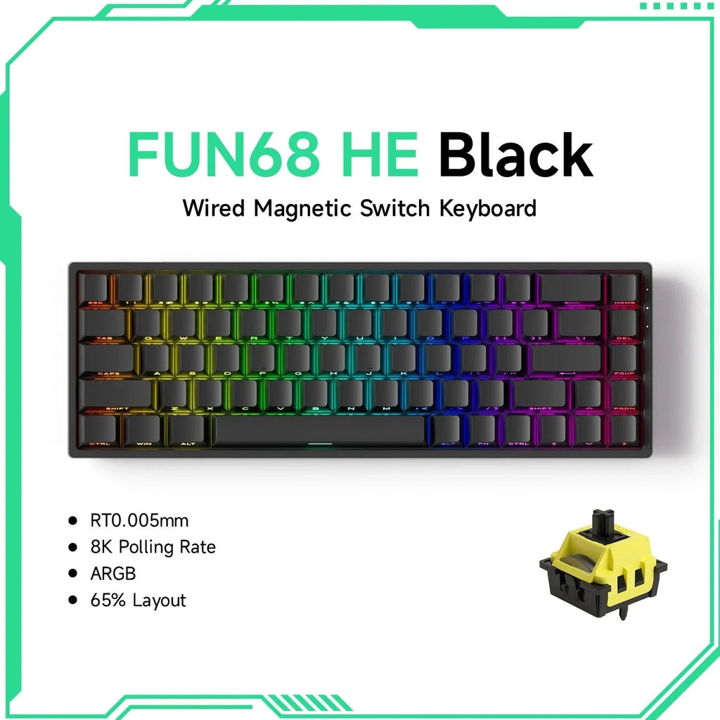 Nic's Electronics FUN68 Wired 3 Akko MonsGeek FUN68 FUN60 PRO&MAX  HE Magnetic Keyboard 60% 65% Gaming Keyboards Rapid Trigger 8K Custom Keyboard Gamer Esports