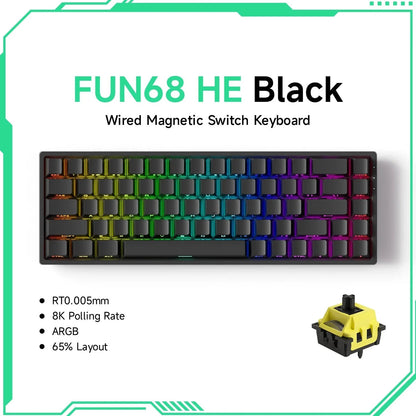 Nic's Electronics FUN68 Wired 3 Akko MonsGeek FUN68 FUN60 PRO&MAX  HE Magnetic Keyboard 60% 65% Gaming Keyboards Rapid Trigger 8K Custom Keyboard Gamer Esports