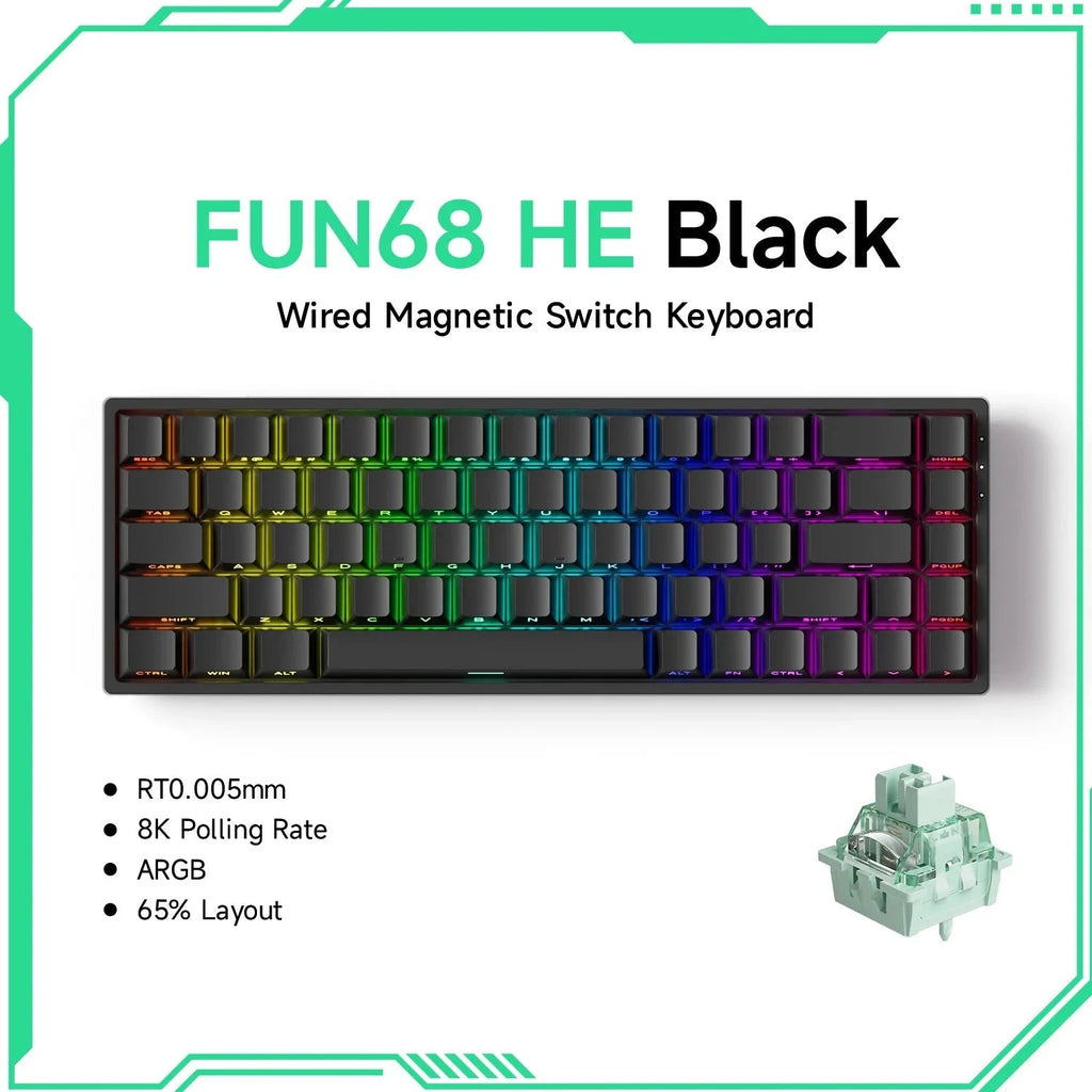 Nic's Electronics FUN68 Wired 4 Akko MonsGeek FUN68 FUN60 PRO&MAX  HE Magnetic Keyboard 60% 65% Gaming Keyboards Rapid Trigger 8K Custom Keyboard Gamer Esports