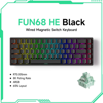 Nic's Electronics FUN68 Wired 4 Akko MonsGeek FUN68 FUN60 PRO&MAX  HE Magnetic Keyboard 60% 65% Gaming Keyboards Rapid Trigger 8K Custom Keyboard Gamer Esports