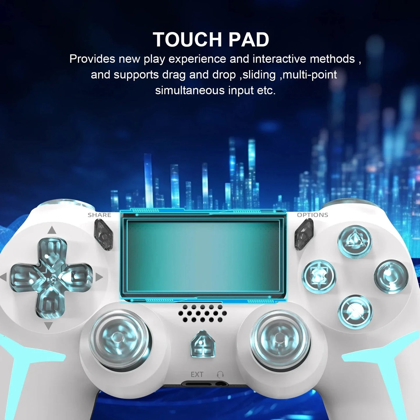Nic's Electronics GAMINJA RGB Light Wireless Game Controller For PS4 PS3 Console Computer PC LED Bluetooth Gamepad 6-axis Gyroscope Dual Vibration