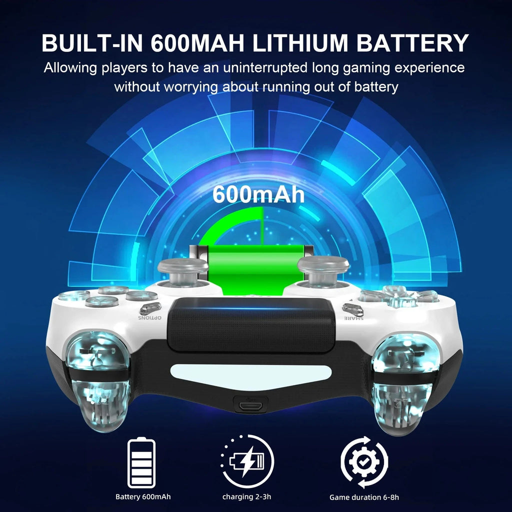 Nic's Electronics GAMINJA RGB Light Wireless Game Controller For PS4 PS3 Console Computer PC LED Bluetooth Gamepad 6-axis Gyroscope Dual Vibration