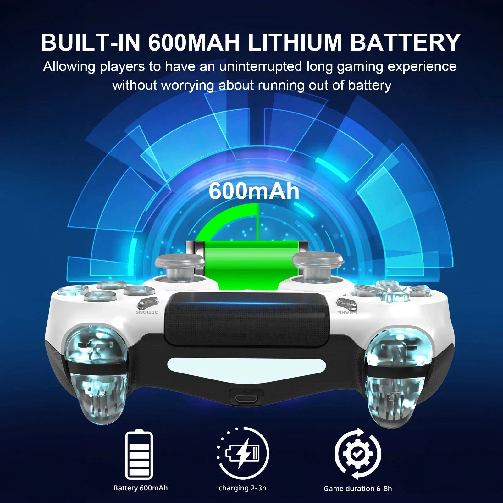 Nic's Electronics GAMINJA RGB Light Wireless Game Controller For PS4 PS3 Console Computer PC LED Bluetooth Gamepad 6-axis Gyroscope Dual Vibration