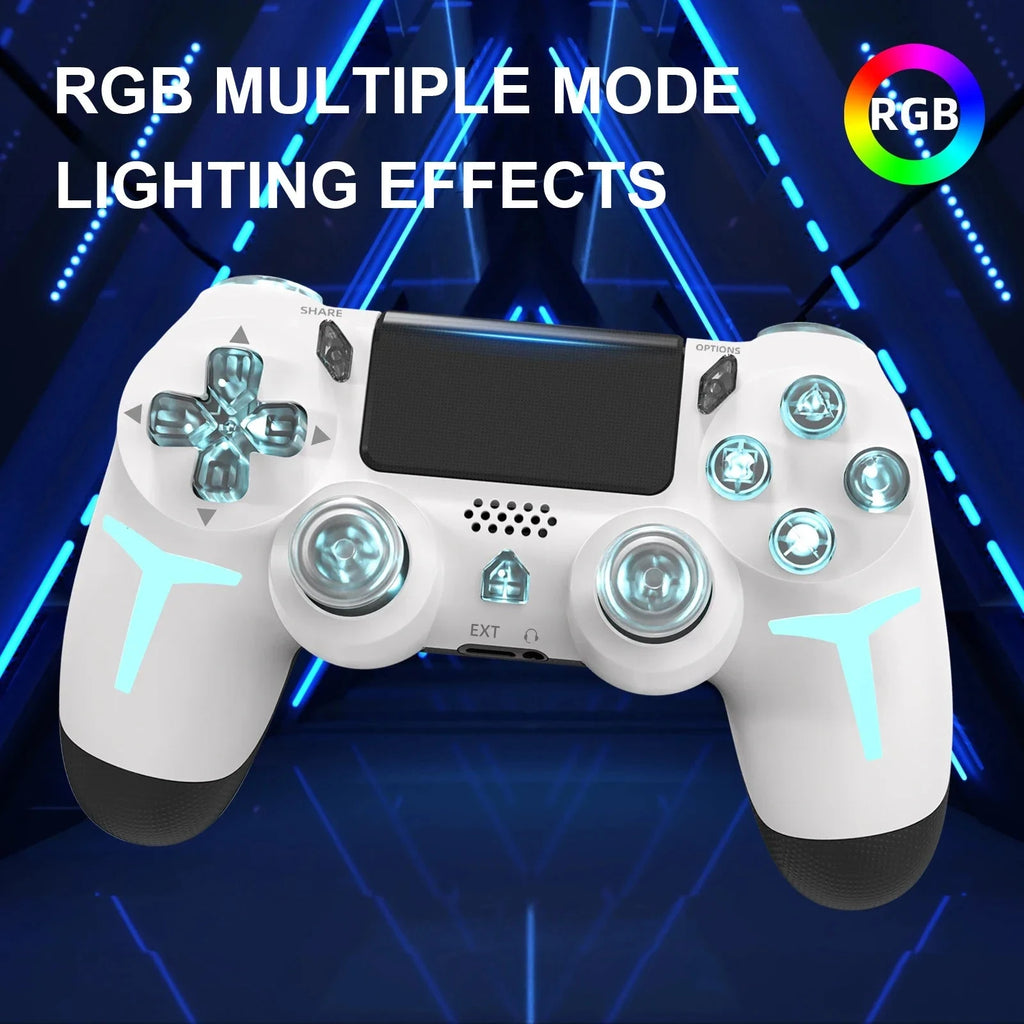 Nic's Electronics GAMINJA RGB Light Wireless Game Controller For PS4 PS3 Console Computer PC LED Bluetooth Gamepad 6-axis Gyroscope Dual Vibration