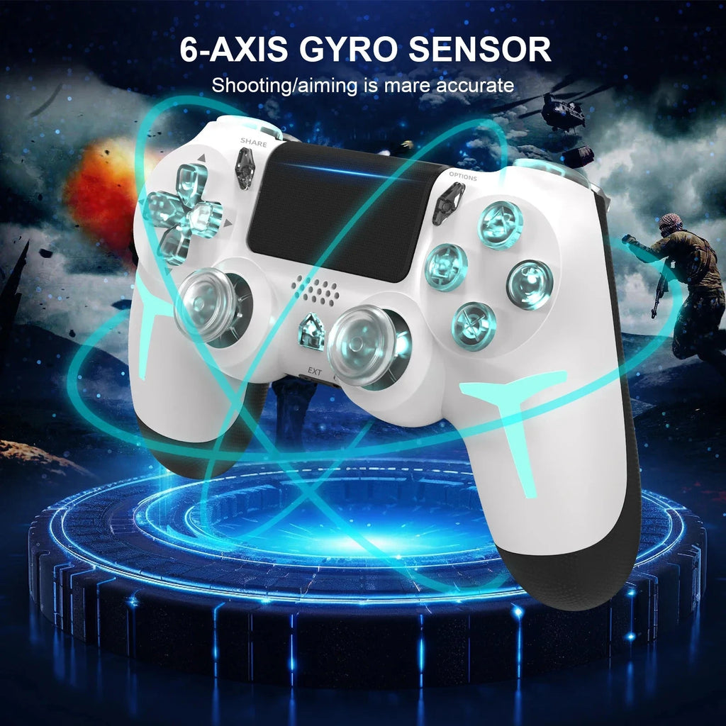 Nic's Electronics GAMINJA RGB Light Wireless Game Controller For PS4 PS3 Console Computer PC LED Bluetooth Gamepad 6-axis Gyroscope Dual Vibration