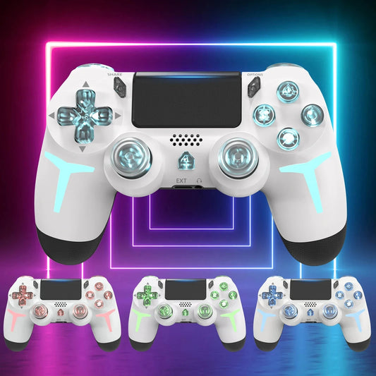 Nic's Electronics GAMINJA RGB Light Wireless Game Controller For PS4 PS3 Console Computer PC LED Bluetooth Gamepad 6-axis Gyroscope Dual Vibration