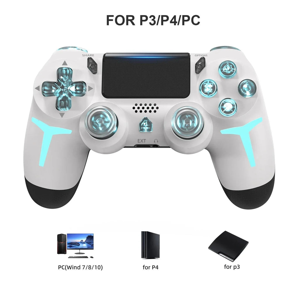 Nic's Electronics GAMINJA RGB Light Wireless Game Controller For PS4 PS3 Console Computer PC LED Bluetooth Gamepad 6-axis Gyroscope Dual Vibration
