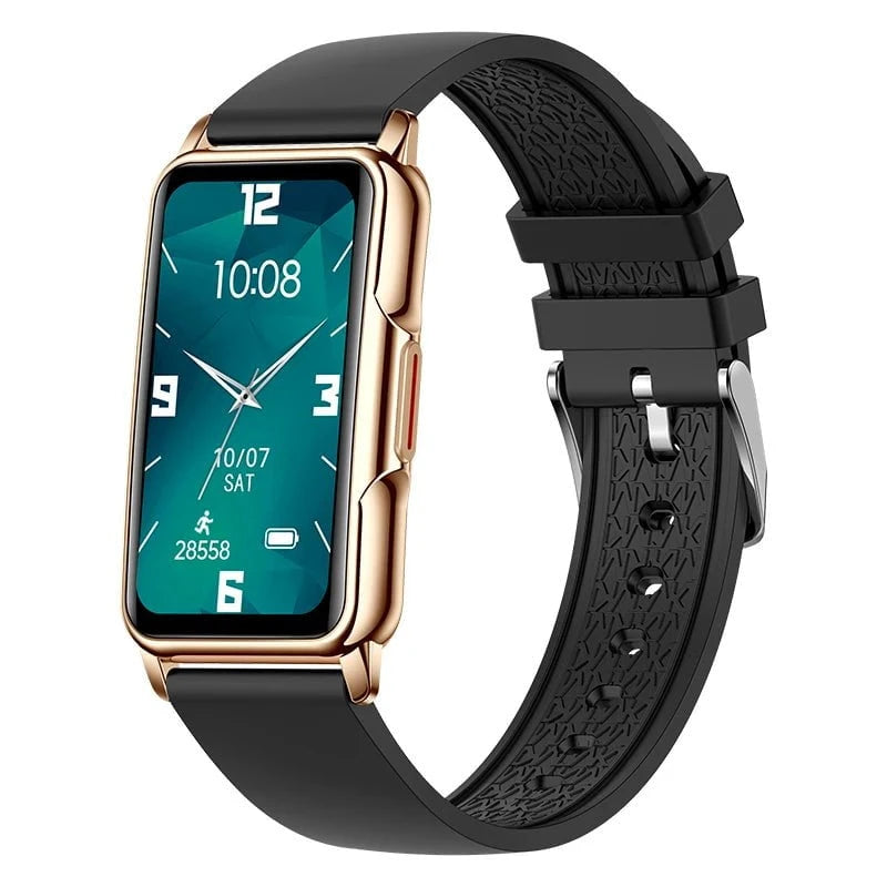 Nic's Electronics gold black silica Waterproof Smart Bracelet Watch with Heart Rate