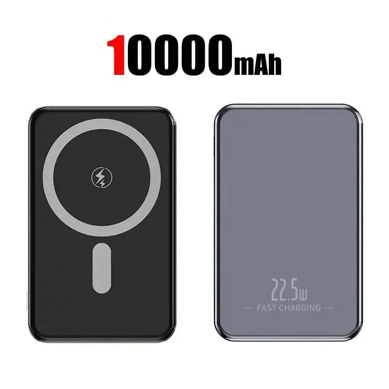 Nic's Electronics Gray 10000mAh OnePlus 50000mAh Magnetic Power Bank Magnet Wireless Ultra Slim Fast Charge Auxiliary Battery Charging For IPhone Samsung Xiaomi