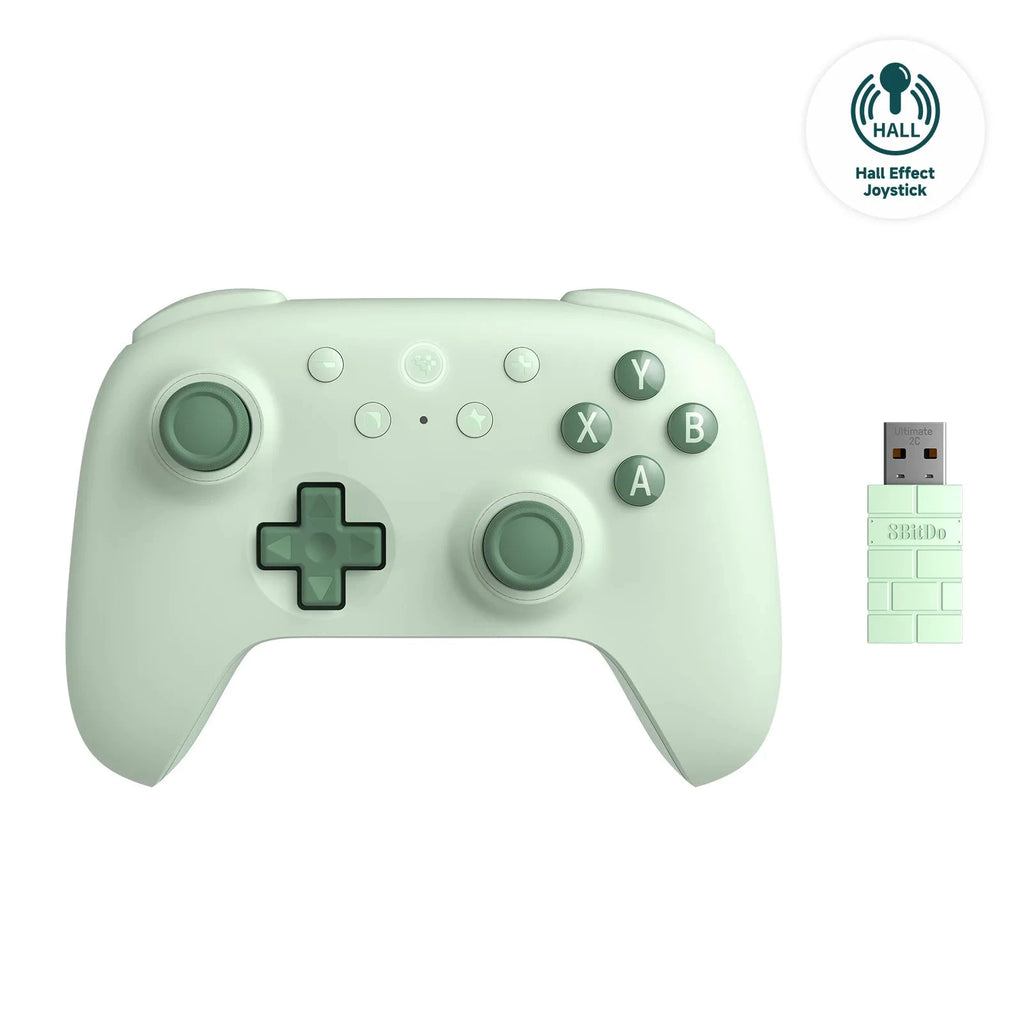 Nic's Electronics Green 8BitDo Ultimate 2C Wireless Gaming Controller，Gamepad with Hall Effect for PC, Windows 10, 11, Steam Deck, Raspberry Pi, Android