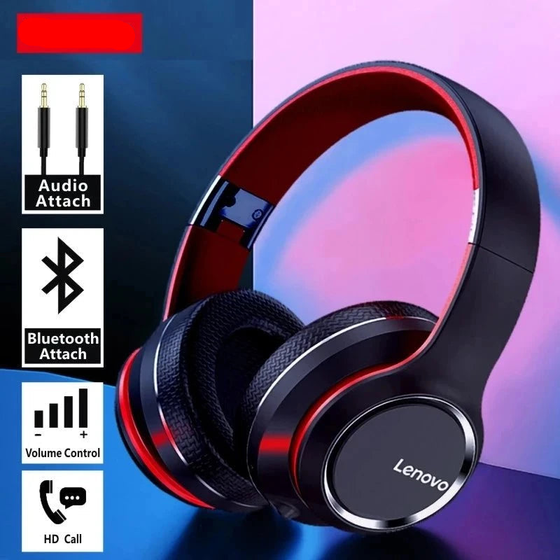 Nic's Electronics HD200 Black Lenovo HD200 Bluetooth Earphones Over-ear Foldable Computer Wireless Headphones Noise Cancellation HIFI Stereo Gaming Headset