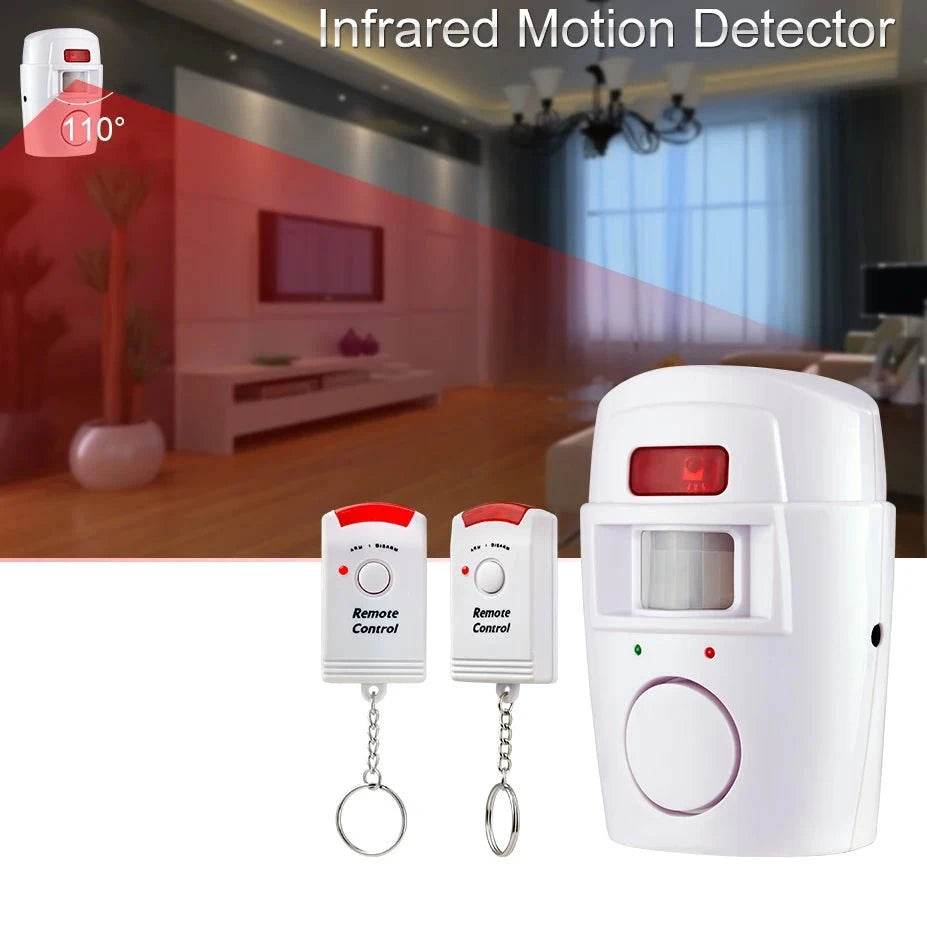 PIR Motion Sensor Alarm with 105dB Siren & 2 Remotes - Nic's Electronics