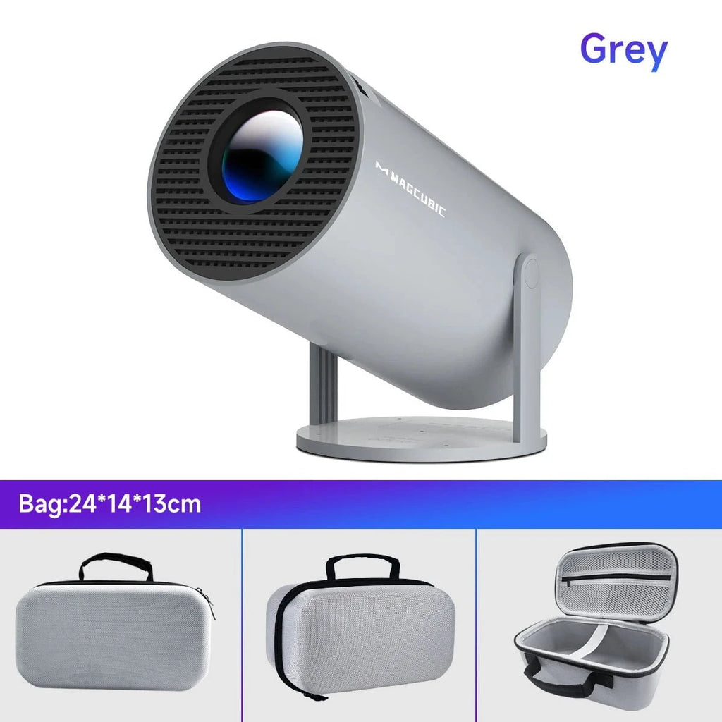 Nic's Electronics HY300 Pro-Grey Bag / EU Plug Magcubic Projector Android 11 4K 1280*720P HY300 Pro + Dual Wifi 290ANSI 180°flexible BT5.0 Cinema Outdoor Portable Projector