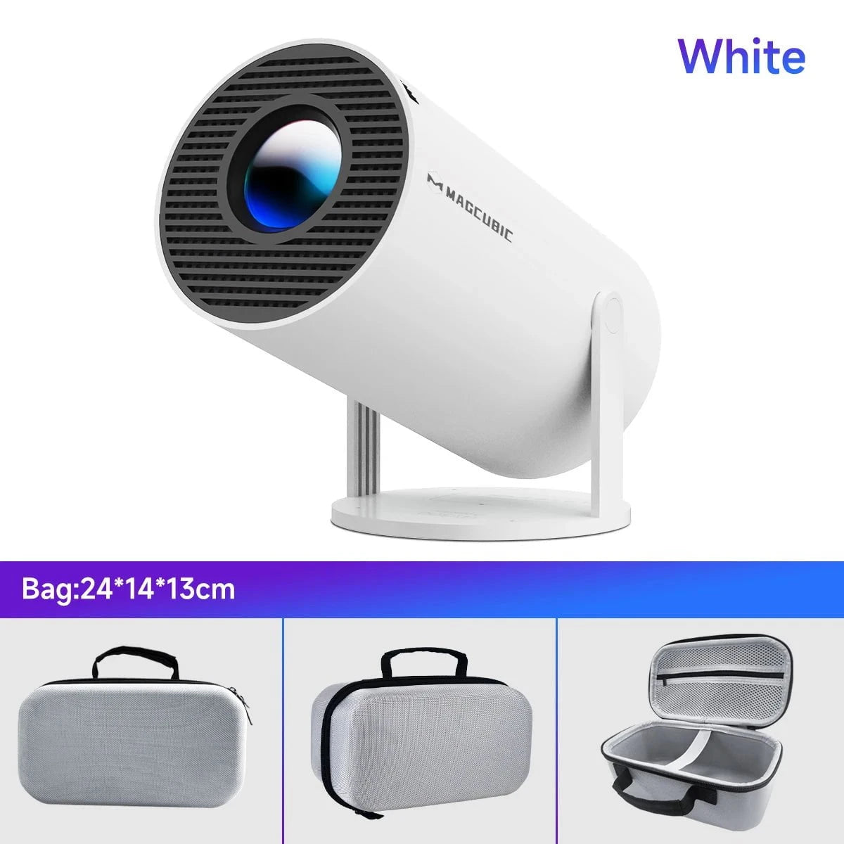 Nic's Electronics HY300 Pro-White Bag / UK Plug Magcubic Projector Android 11 4K 1280*720P HY300 Pro + Dual Wifi 290ANSI 180°flexible BT5.0 Cinema Outdoor Portable Projector