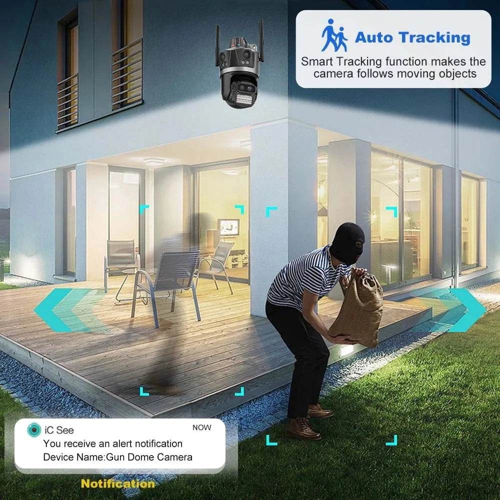ICsee 8K Wireless Security Camera with Four Lenses & 8X Zoom - Nic's Electronics