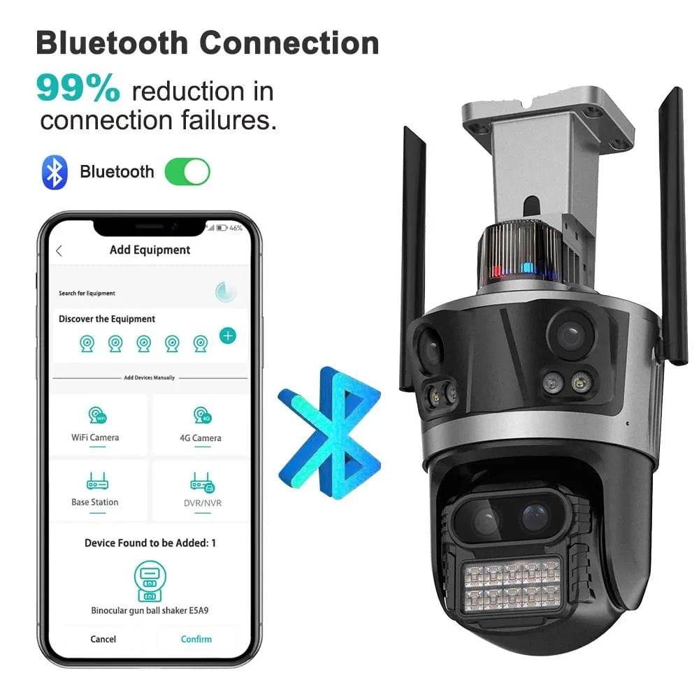 ICsee 8K Wireless Security Camera with Four Lenses & 8X Zoom - Nic's Electronics