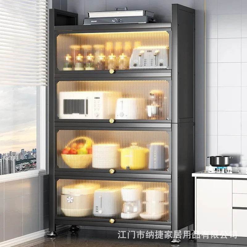 Kitchen Storage Cabinet with Microwave & Pot Rack - Nic's Electronics