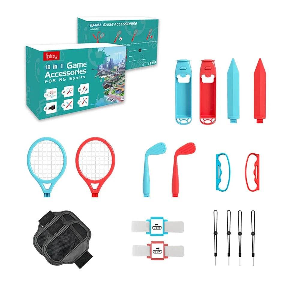 18-in-1 Sports Accessories Kit for Switch – Tennis Rackets & Game Bundle - Nic's Electronics