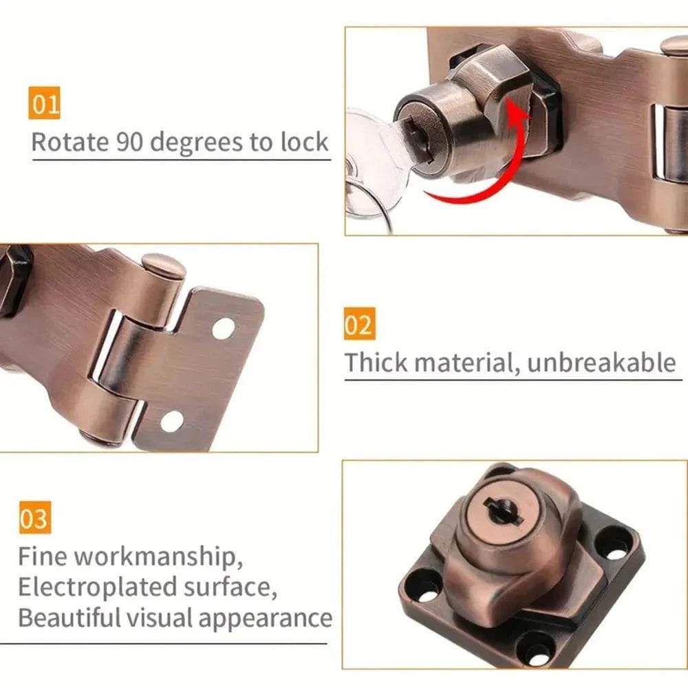 Nic's Electronics Locking Hasp Heavy Duty Locking Hasp Staple With Keys Padlock Cupboard Shed Garage Lock Office Cabinet Security Lock Hardware