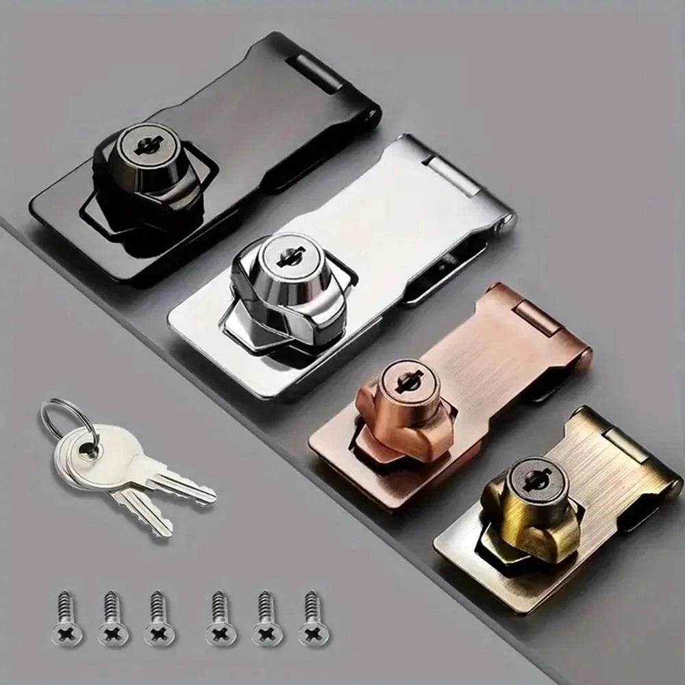 Nic's Electronics Locking Hasp Heavy Duty Locking Hasp Staple With Keys Padlock Cupboard Shed Garage Lock Office Cabinet Security Lock Hardware