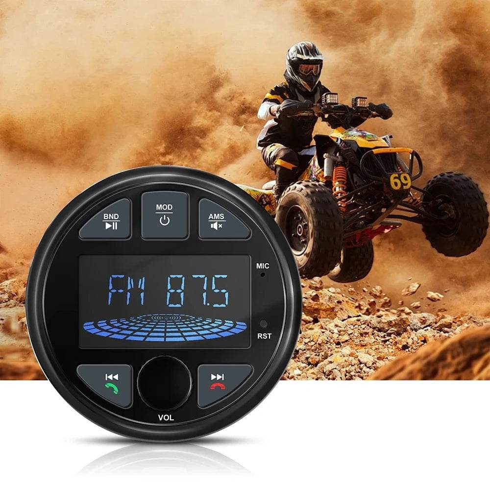 Nic's Electronics MP3 Players 2025 Boat Radio Marine Stereo Source Media Player AM FM RDS Receiver MP3 MP4 Video Play Bluetooth AUX For ATV UTV Cart Motorcycl