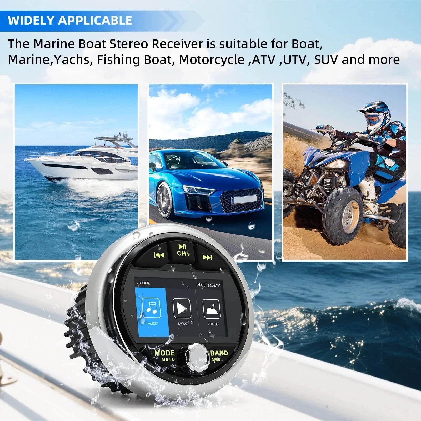 Marine Bluetooth MP5 Stereo – FM/AM Radio with USB & AUX for Boat/ATV/UTV - Nic's Electronics
