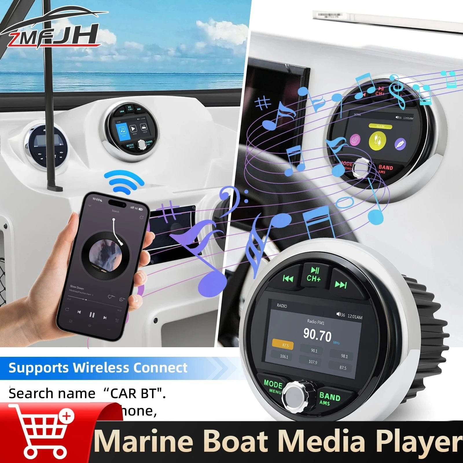 Marine Bluetooth MP5 Stereo – FM/AM Radio with USB & AUX for Boat/ATV/UTV - Nic's Electronics
