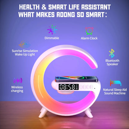 Nic's Electronics Multifunction Wireless Charger Pad Stand Speaker TF RGB Night Light 15W Fast Charging Station for iPhone Samsung Xiaomi Huawei