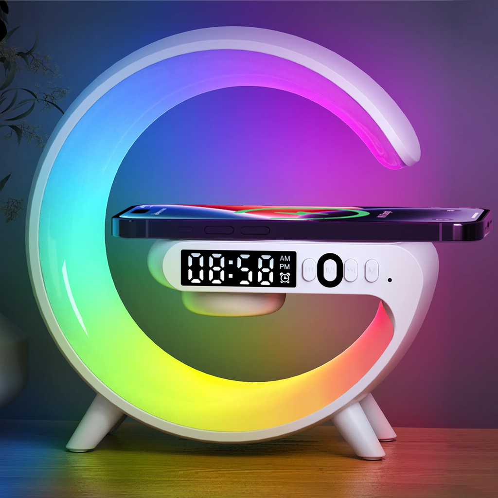 Nic's Electronics Multifunction Wireless Charger Pad Stand Speaker TF RGB Night Light 15W Fast Charging Station for iPhone Samsung Xiaomi Huawei