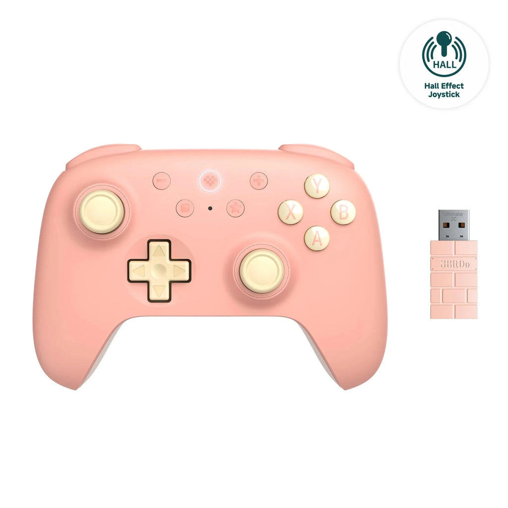Nic's Electronics Peach 8BitDo Ultimate 2C Wireless Gaming Controller，Gamepad with Hall Effect for PC, Windows 10, 11, Steam Deck, Raspberry Pi, Android