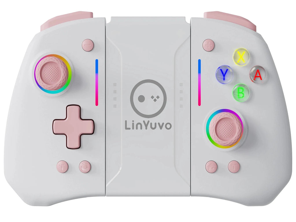 Nic's Electronics Pink LinYuvo KS42 Meteor Light Wireless Joy-pad with 8 Color RGB Lights for Switch/Lite/OLED, with Programmable,,Turbo & Vibration