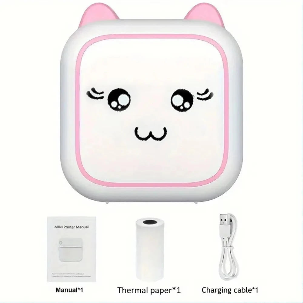 Nic's Electronics Pink Mini printer, Thermal Printer Ink-free Portable Sticker Printer Compatible with IOS and Android, Wireless Photo Printing Tags