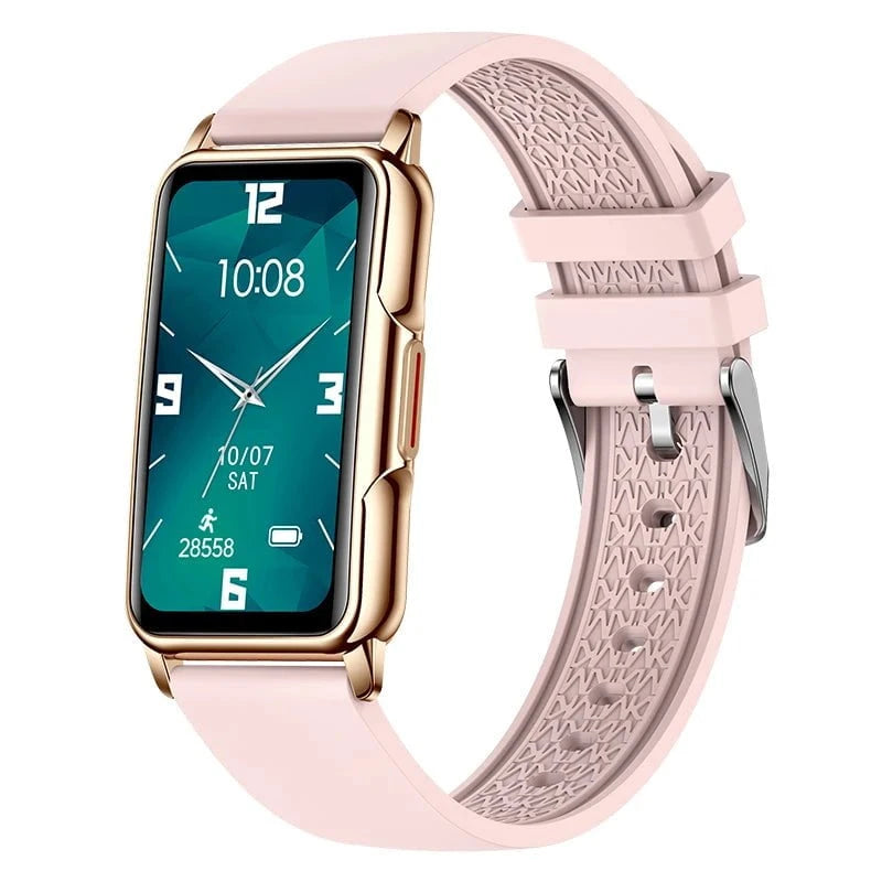 Nic's Electronics pink silica Waterproof Smart Bracelet Watch with Heart Rate