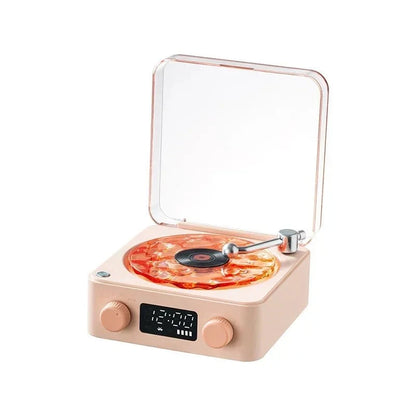 Nic's Electronics Pink Waves Vinyl Player Bluetooth Speaker with White Noise Retro Turntable Speaker Sleep Aid Vitrola Shaped Speaker with RGB Light