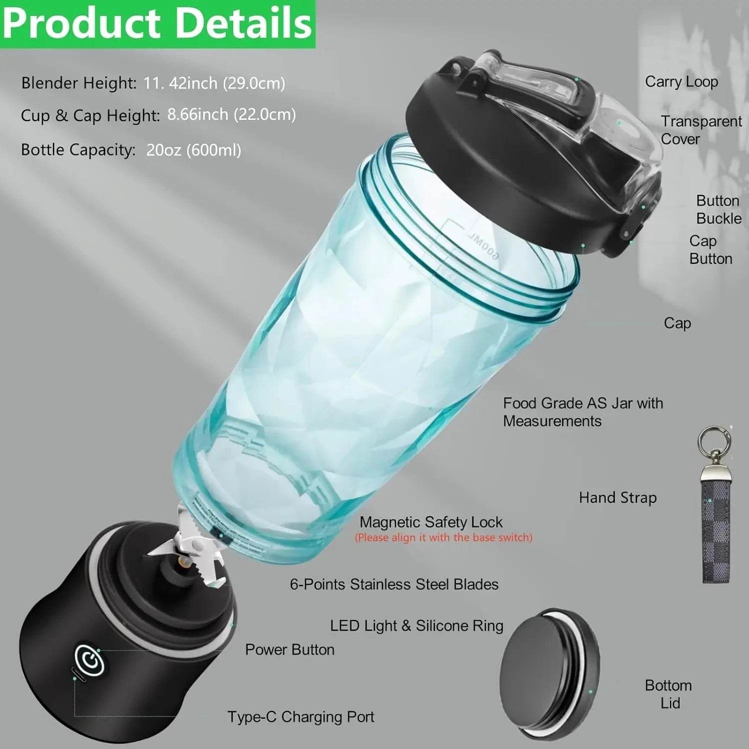 18oz Cordless Personal Blender for Shakes & Smoothies - Nic's Electronics