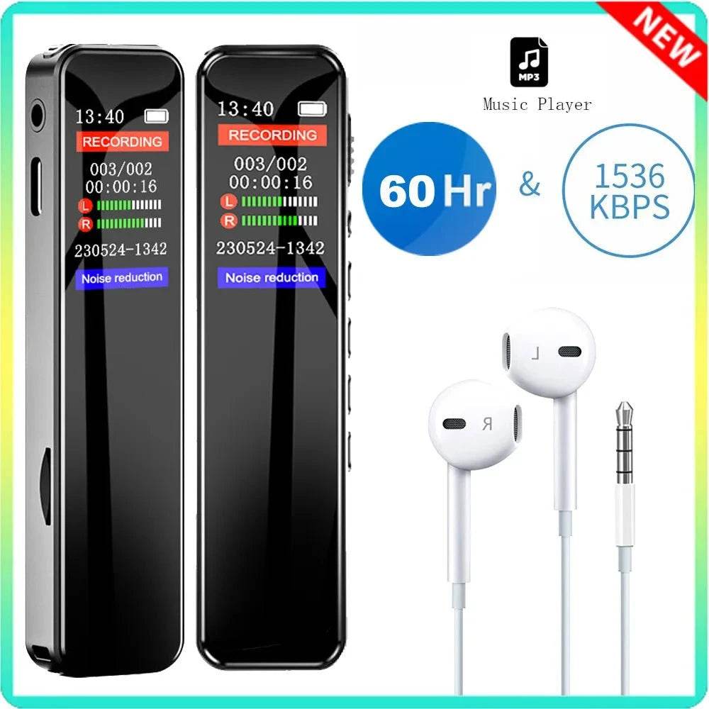 Portable Digital Voice Recorder with Color Screen & 1536Kbps Audio - Nic's Electronics