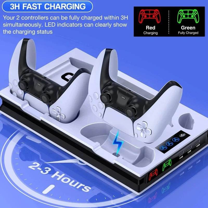 PS5 Vertical Stand & Cooling Dock with Dual Controller Charger - Nic's Electronics