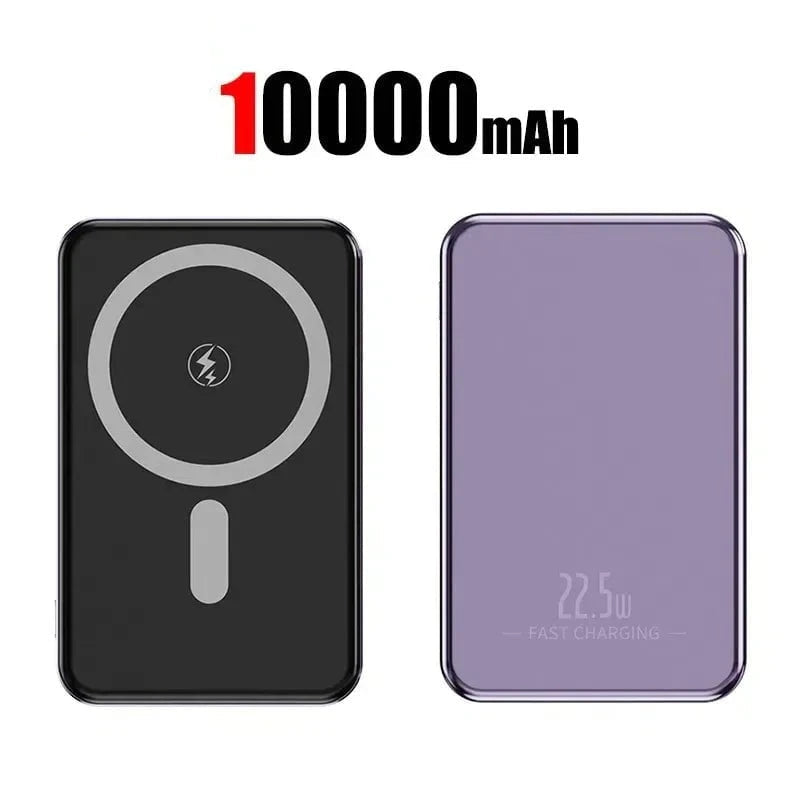 Nic's Electronics Purple 10000mAh OnePlus 50000mAh Magnetic Power Bank Magnet Wireless Ultra Slim Fast Charge Auxiliary Battery Charging For IPhone Samsung Xiaomi