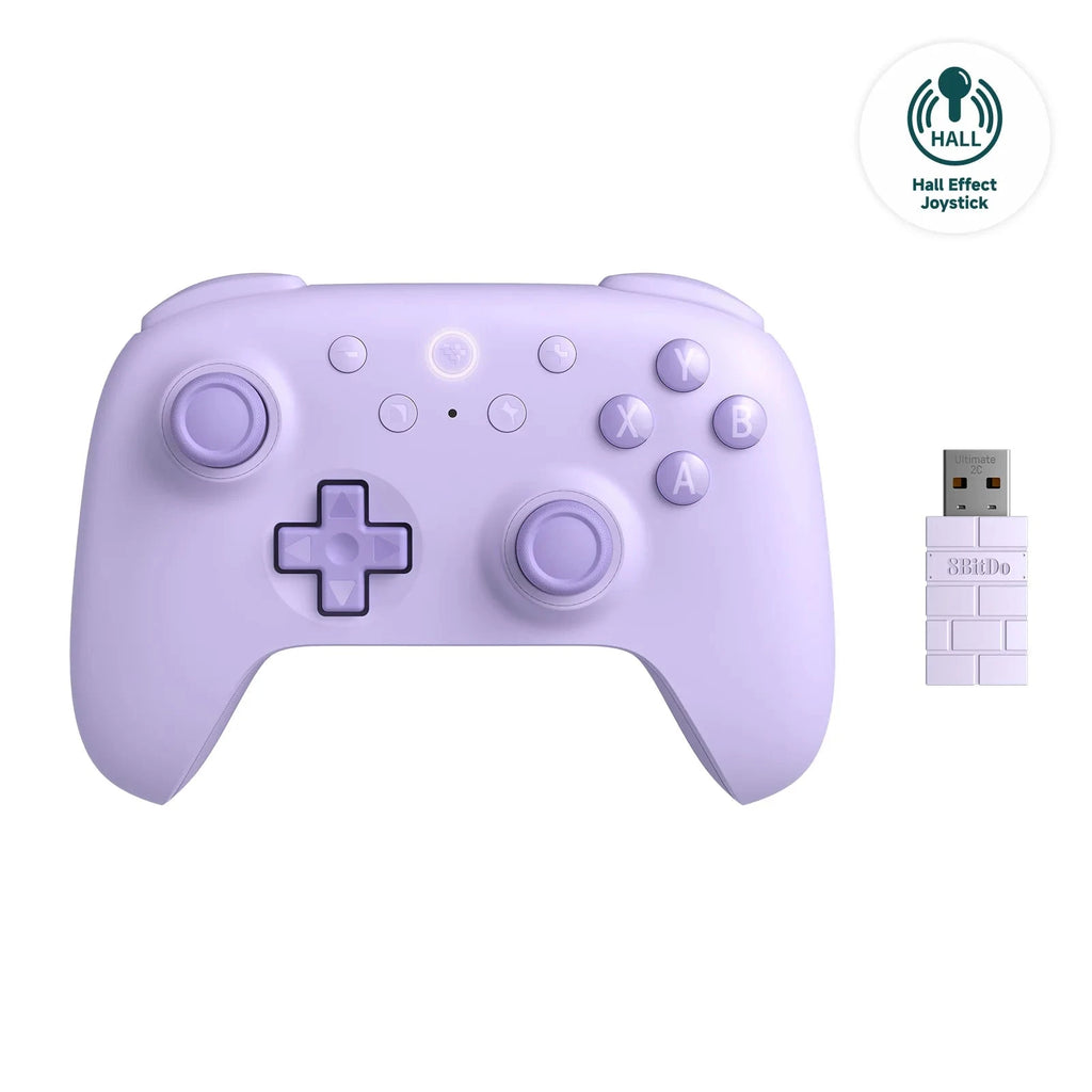 Nic's Electronics Purple 8BitDo Ultimate 2C Wireless Gaming Controller，Gamepad with Hall Effect for PC, Windows 10, 11, Steam Deck, Raspberry Pi, Android