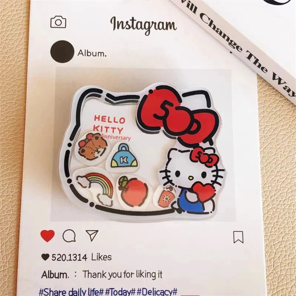 Nic's Electronics Sanrio Hello Kitty Cartoon Phone Bracket Anime Kt Cat Powerful Adhesive Retractable Cute Cell Phone Accessories Girl Gifts