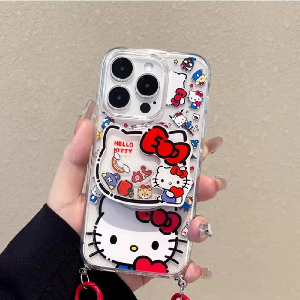 Nic's Electronics Sanrio Hello Kitty Cartoon Phone Bracket Anime Kt Cat Powerful Adhesive Retractable Cute Cell Phone Accessories Girl Gifts