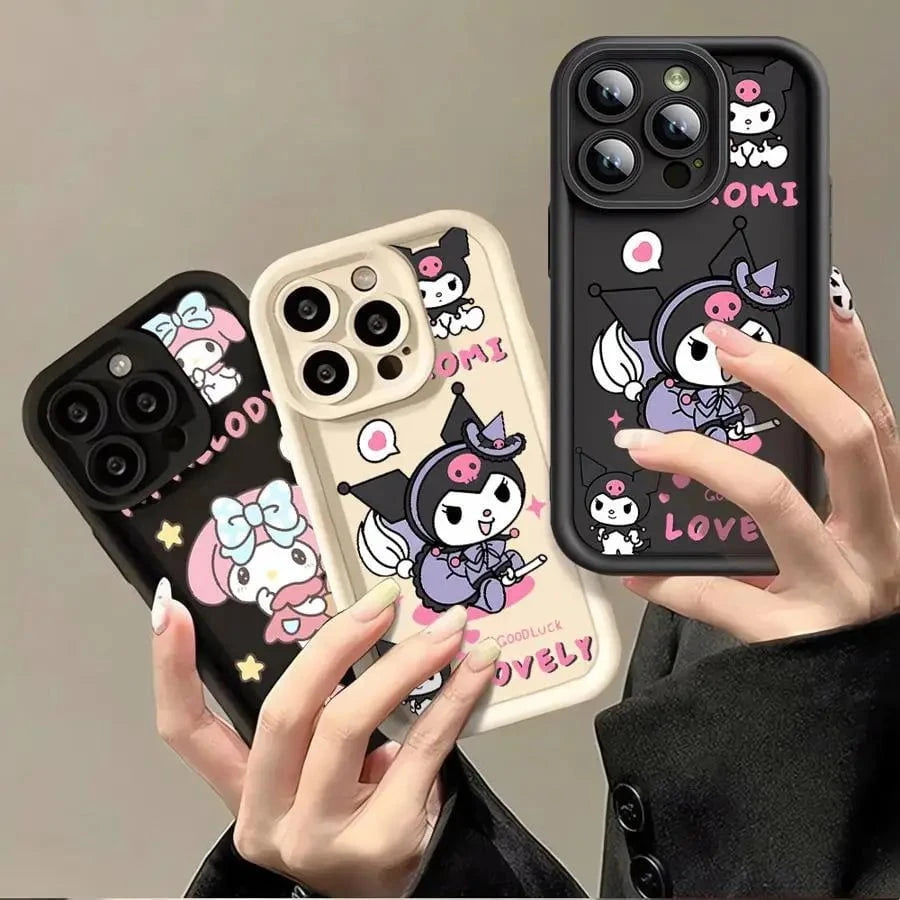 Nic's Electronics Sanrio Kuromi Cute Phone Case for iPhone 16 15 Pro Max 13 12 11 Pro 14ProMax 16Plus 12Pro Soft Cover