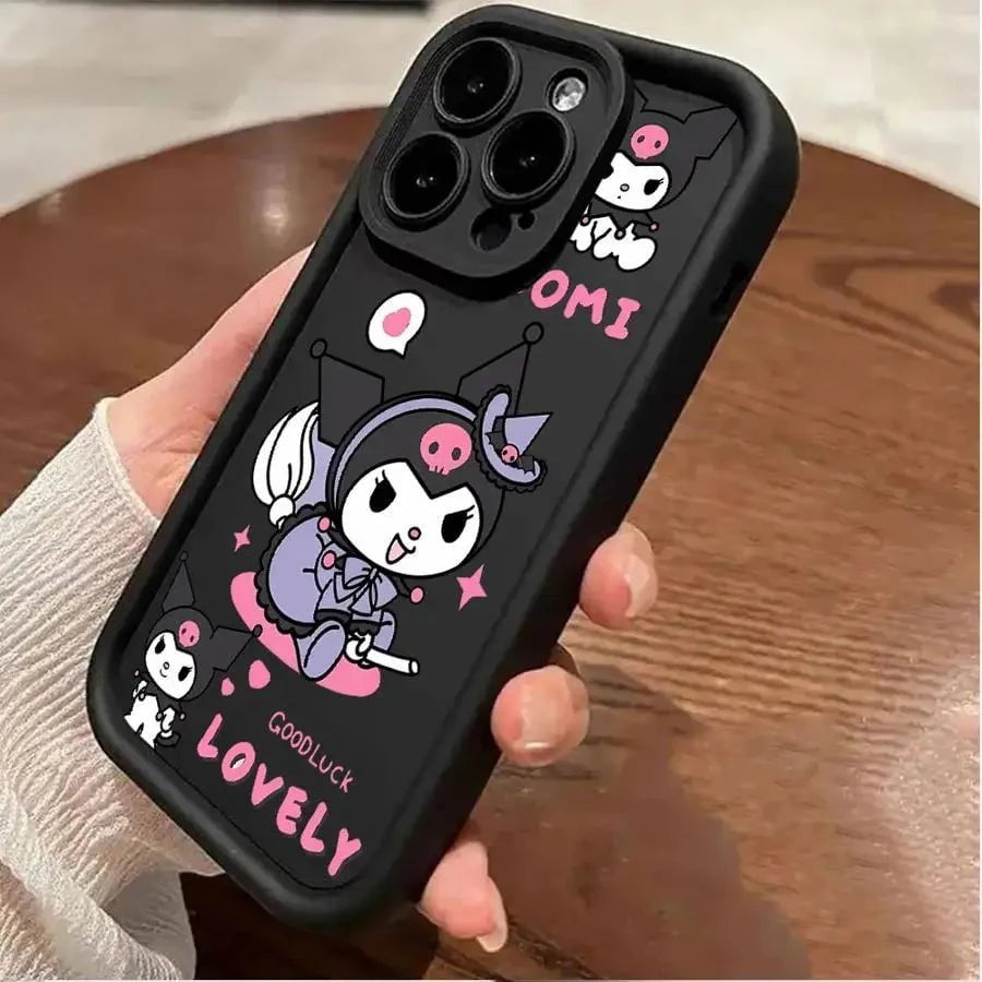Nic's Electronics Sanrio Kuromi Cute Phone Case for iPhone 16 15 Pro Max 13 12 11 Pro 14ProMax 16Plus 12Pro Soft Cover