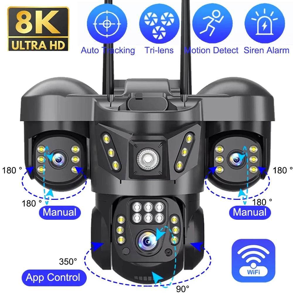 Outdoor PTZ WiFi Security Camera with 3 Lenses & 2-Way Audio - Nic's Electronics