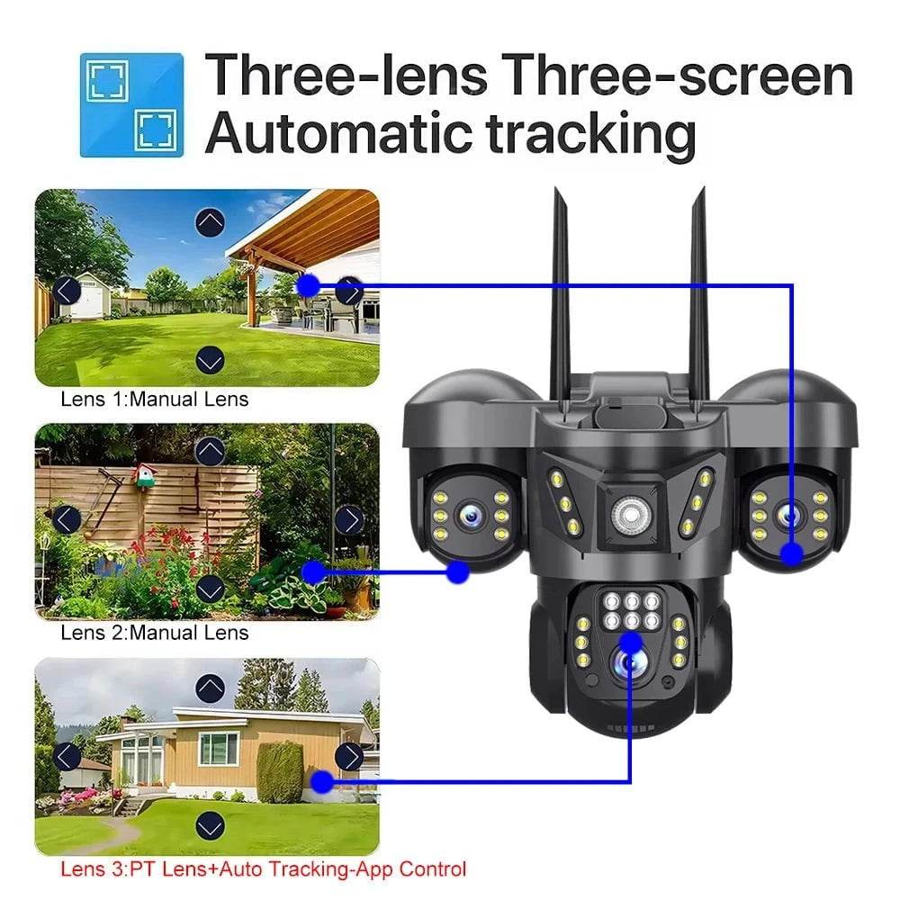 Outdoor PTZ WiFi Security Camera with 3 Lenses & 2-Way Audio - Nic's Electronics