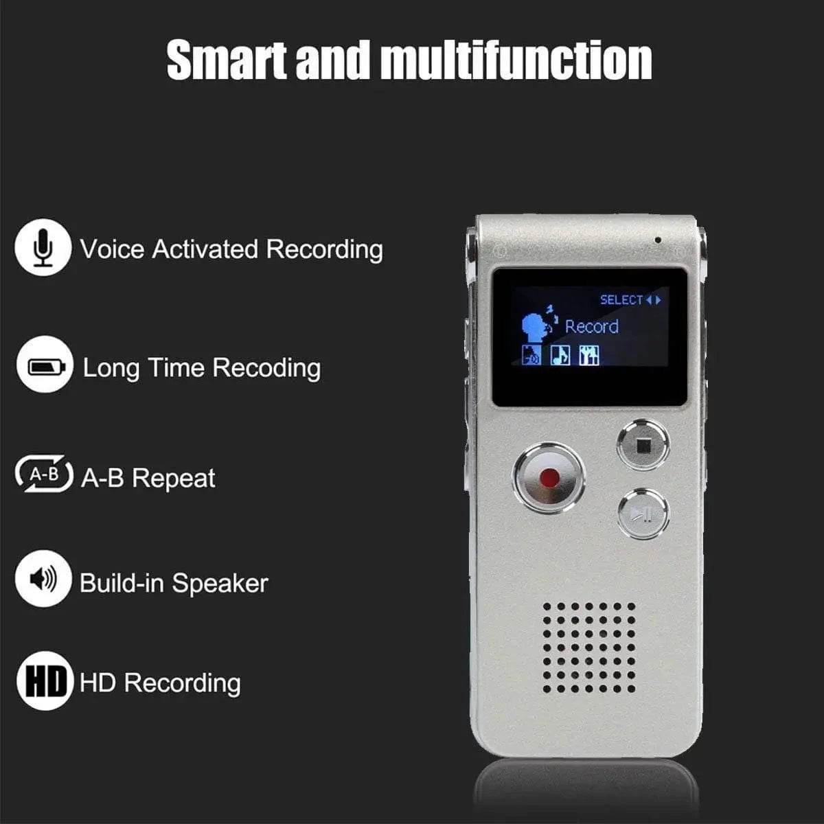 Silvery Mini Voice-Activated Digital Recorder with USB - Nic's Electronics